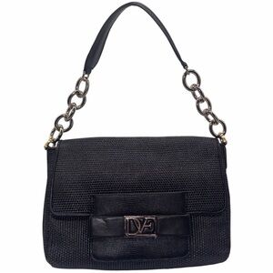 Diane Von Furstenberg “Mimosa” Shoulder Bag Black Leather Woven Sample Piece